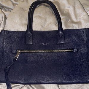 Marc Jacobs not so big apple tote in blue pebbled leather